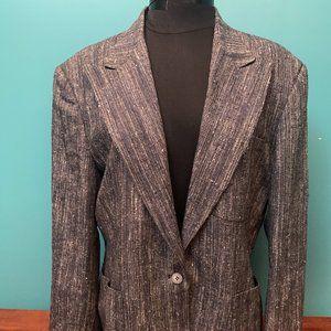 Vintage Colebrooke Classics Women's Textured Blazer - Size 8, Black/Gray, Lined